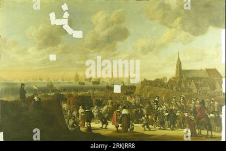 The departure of King Charles II of England from Scheveningen, 2 June 1660 between 1660 and 1701 by Cornelis Beelt Stock Photo