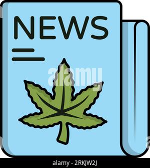 hasheesh News and Journal Concept, Ganja oder Marihuana Blog Vektor Icon Design, Cannabis und Marihuana Symbol, thc und cbd Zeichen, Freizeit Kräuter dr Stock Vektor