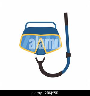 Blaues Schnorchelglas für Taucher im flachen Elementstil isoliert auf weißem Hintergrund. Stock Vektor
