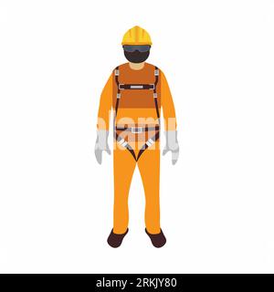 Yellow safety clothes for engineer in flat element style isolated on white background Stock Vektor