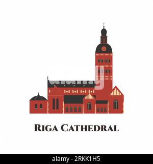 Riga Cathedral or The Cathedral Church of Saint Mary. It is the Evangelical Lutheran cathedral in Riga, Latvia. A magnificent building and one of the Stock Vector