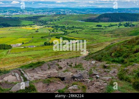 Pendle Hill, Lancashire - Blick von oben. Stockfoto