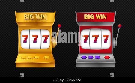 Der goldene Spielautomat gewinnt den Jackpot. Stock Vektor