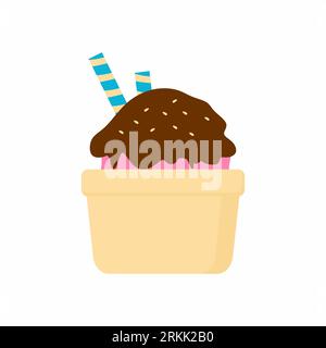 Eiscreme im Cartoon-Stil. Köstliches Eis in schönen Farben isoliert auf weißem Hintergrund. Schokoladen- und Vanilleeis leckeres Dessert. Vektor i Stock Vektor