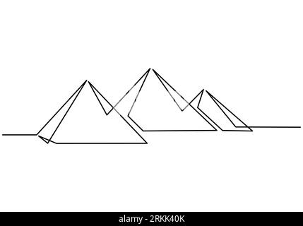 Durchgehende Linie von Pyramidengebäuden. Eine einzelne Reihe von Stadtgebäuden, isoliert auf weißem Hintergrund. Stock Vektor