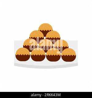 Cake for idul fitri isolated on white background. Sweet cake for islamic celebration with flat element style. Stock Vector