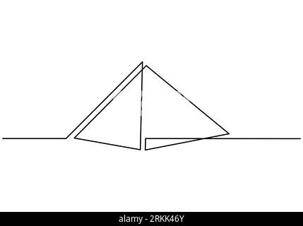 Durchgehende Linie von Pyramidengebäuden. Eine einzelne Reihe von Stadtgebäuden, isoliert auf weißem Hintergrund. Stock Vektor