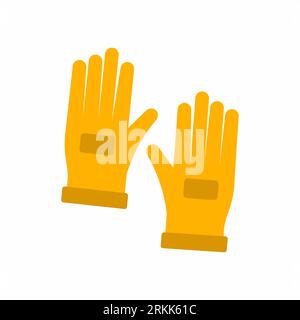 Yellow safety gloves for engineer in flat element style isolated on white background Stock Vektor