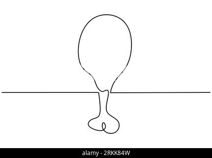 Single continuous line of fried chicken. Fried chicken in one line style isolated on white background. Stock Vector