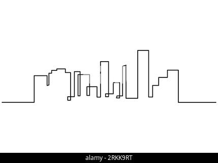 Eine durchgehende Linie, die Hotel, Gebäude, Türme, Skyline zeichnet. Orientierungspunkt in einer einzelnen Zeile isoliert auf weißem Hintergrund. Stock Vektor