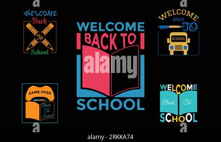 Back to School T-Shirt-Design-Paket Stock Vektor