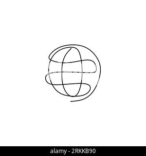 Continuous one line of globe icons. Globe logo in single line style isolated on white background. Stock Vector