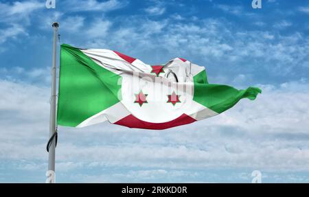 Burundi-Flagge – Realistische Wehende Stoffflagge Stockfoto