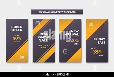Social media stories template set with elegant gradient colors combination. Layout for business story, online shop: new arrival, new collection. Vecto Stock Vector