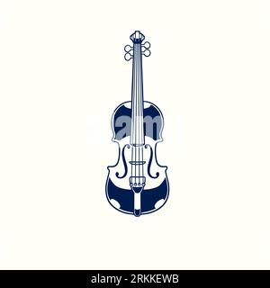 Violin hand drawn sketch on white background. Classical acoustic violin isolated in vintage engraved style. Concept of music and entertainment. Jazz m Stock Vector