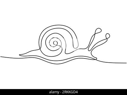 One continuous line drawing of snail. High nutritious escargot healthy food. Exotic snail mascot concept for healthy food logo identity. Modern hand d Stock Vector