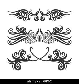 Set of tattoo template ornament isolated on white background. Ethnic tribal themes can be used as body tattoo or ethnic backdrop. Decorative motif ele Stock Vector