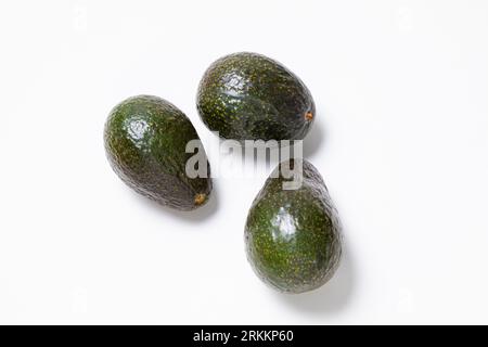 Hat Avocados auf weißem Hintergrund Stockfoto