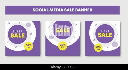 Vektorsatz für Post-Design-Vorlagen für soziale Medien im Verkauf Stock Vektor