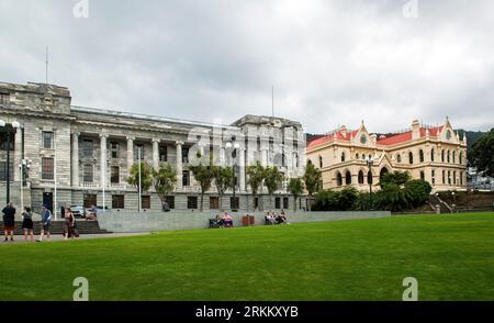 Neuseeländische Parlamentsgebäude, Wellington, Nordinsel, Neuseeland Stockfoto