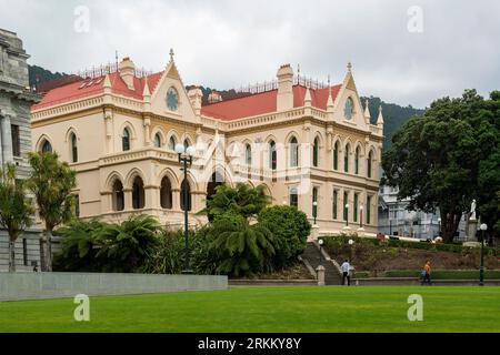 Parlamentsbibliothek, Parlamentsgebäude, Wellington, Nordinsel, Neuseeland Stockfoto