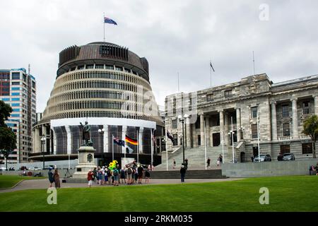 Neuseeländische Parlamentsgebäude, Wellington, Nordinsel, Neuseeland Stockfoto