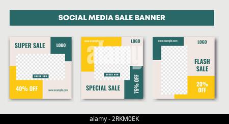 Set of social media post template for special offer. Fashion sale new season unique social media cover photo template. Flyers for Influencer brand pro Stock Vector