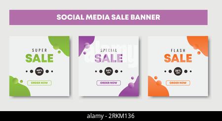 New set of editable minimal banner templates. Trendy abstract square template with colorful concept. Suitable for social media posts and web or intern Stock Vector