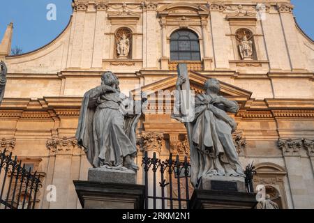Twelve Apostles Statues in front of Saints Peter and Paul Church - St. James and St. Peter - Krakow, Poland Stock Photo
