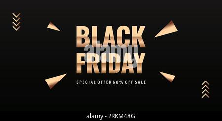 Black Friday Super Sale special offer. Realistic black gifts. Black background full of decorative festive object. Golden text lettering. Stock Vector