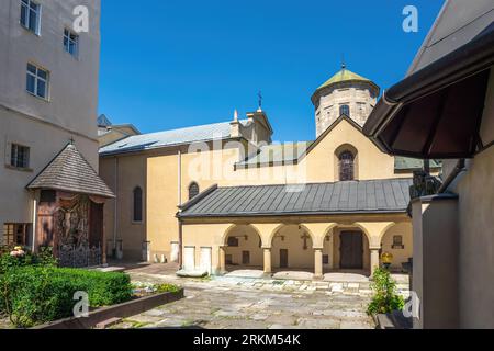 Armenische Kathedrale von Lviv Courtyard - Lviv, Ukraine Stockfoto