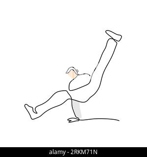 Eine einzige Linie des Mannes, der auf weißem Hintergrund zerbricht. Stock Vektor