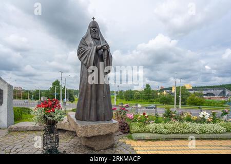 Monument to Patriarch Alexy II at Memorial Church of All Saints - Minsk, Belarus Stock Photo