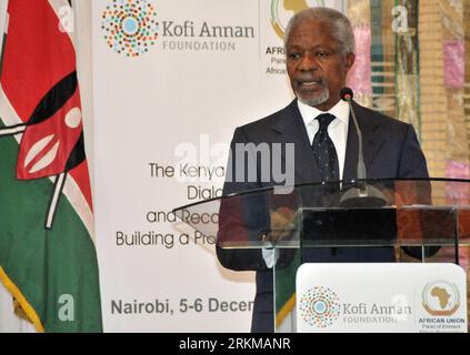 Bildnummer: 56635646  Datum: 05.12.2011  Copyright: imago/Xinhua (111205) -- NAIROBI, Dec. 5, 2011 (XINHUA) -- Former UN Secretary General Kofi Annan delivers a speech during the Third Kenya National Dialogue and Reconciliation Conference in Nairobi, capital of Kenya, Dec. 5, 2011. (Xinhua/Ding Haitao) KENYA-NAIROBI-ELECTION-RECONCILIATION PUBLICATIONxNOTxINxCHN People Politik premiumd xbs x0x 2011 quer      56635646 Date 05 12 2011 Copyright Imago XINHUA  Nairobi DEC 5 2011 XINHUA Former UN Secretary General Kofi Annan delivers a Speech during The Third Kenya National Dialogue and Reconciliat Stock Photo