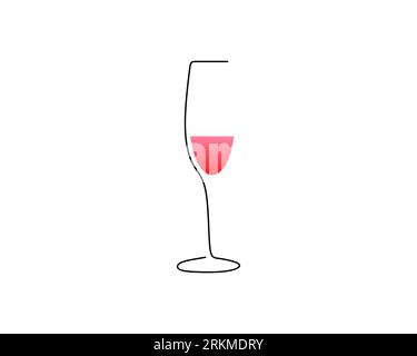 Durchgehend eine einzelne Zeile Champagnerflötenglas isoliert auf weißem Hintergrund. Stock Vektor