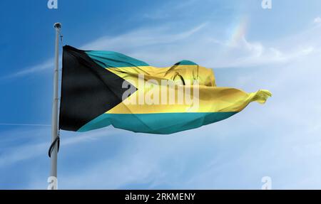 Bahamas-Flagge - Realistische Wehende Stoffflagge Stockfoto