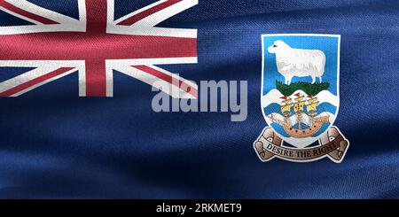 Falkland Islands Flag - Realistische Wehende Stoffflagge Stockfoto