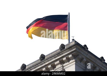 the german flag waving on a transparent background Stock Photo