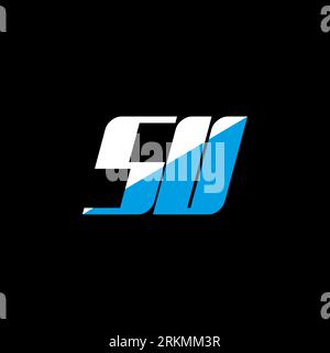 SU letter logo design on black background. SU creative initials letter logo concept. SU icon design. SU white and blue letter icon design on black bac Stock Vector