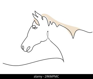 One continuous single line of horse half body poster isolated on white background. Stock Vektor
