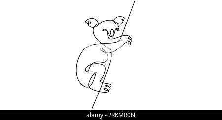 Continuous one single line of cute koala sleeping for australia day celebration. Stock Vector