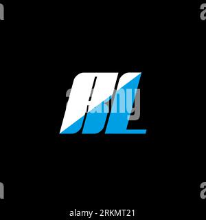 RL letter logo design on black background. RL creative initials letter logo concept. RL icon design. RL white and blue letter icon design on black bac Stock Vektor