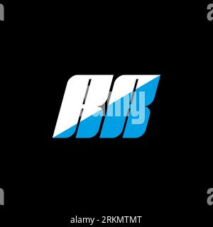 RR letter logo design on black background. RR creative initials letter logo concept. RR icon design. RR white and blue letter icon design on black bac Stock Vektor