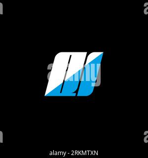 QI letter logo design on black background. QI creative initials letter logo concept. QI icon design. QI white and blue letter icon design on black bac Stock Vector