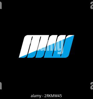 MW letter logo design on black background. MW creative initials letter logo concept. MW icon design. MW white and blue letter icon design on black bac Stock Vektor