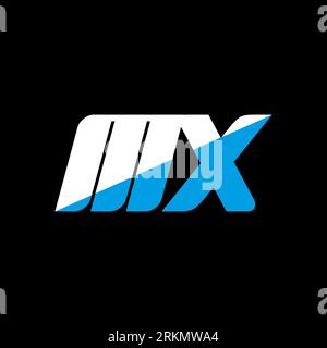 MX letter logo design on black background. MX creative initials letter logo concept. MX icon design. MX white and blue letter icon design on black bac Stock Vektor