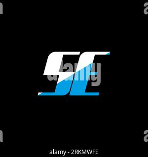 SE letter logo design on black background. SE creative initials letter logo concept. SE icon design. SE white and blue letter icon design on black bac Stock Vektor