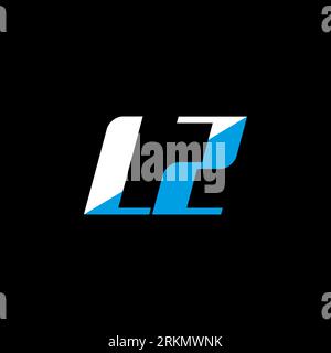 LZ letter logo design on black background. LZ creative initials letter logo concept. LZ icon design. LZ white and blue letter icon design on black bac Stock Vektor