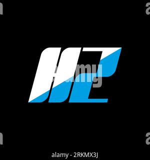 HZ letter logo design on black background. HZ creative initials letter logo concept. hz icon design. HZ white and blue letter icon design on black bac Stock Vektor