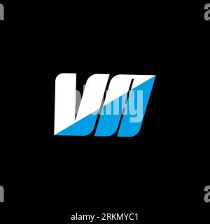 Logo mit VA-Buchstaben auf schwarzem Hintergrund. VA Creative Initials Letter Logo Konzept. VA-Symboldesign. Weißes und blaues Buchstabensymbol in VA auf schwarzem bac Stock Vektor